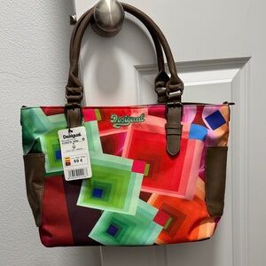 Desigual Multicolor Geometric Tote Bag